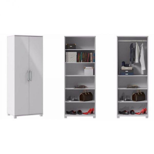 Guarda Roupa Armário Multiuso Com 2 Pts E Cabideiro Branco